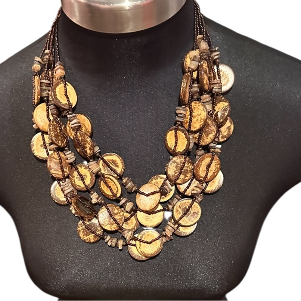 Vintage Boho Multi-Strand Brown Necklace